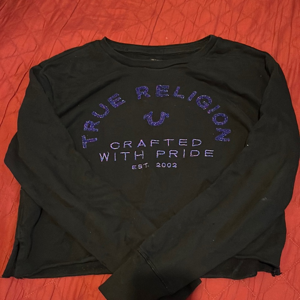 True Religion sparkle lurex cropped sweatshirt